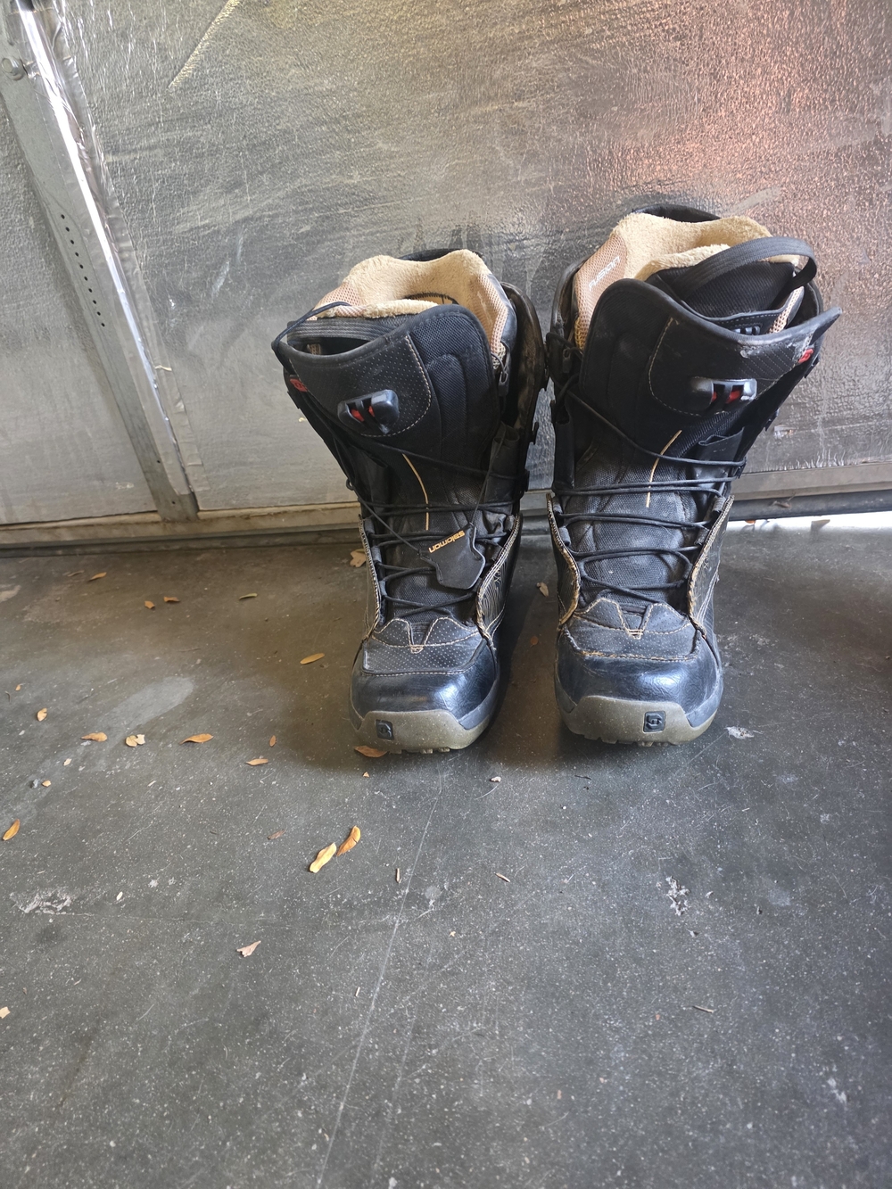Salomon Black and Tan Snowboard Boots with Lace Closure